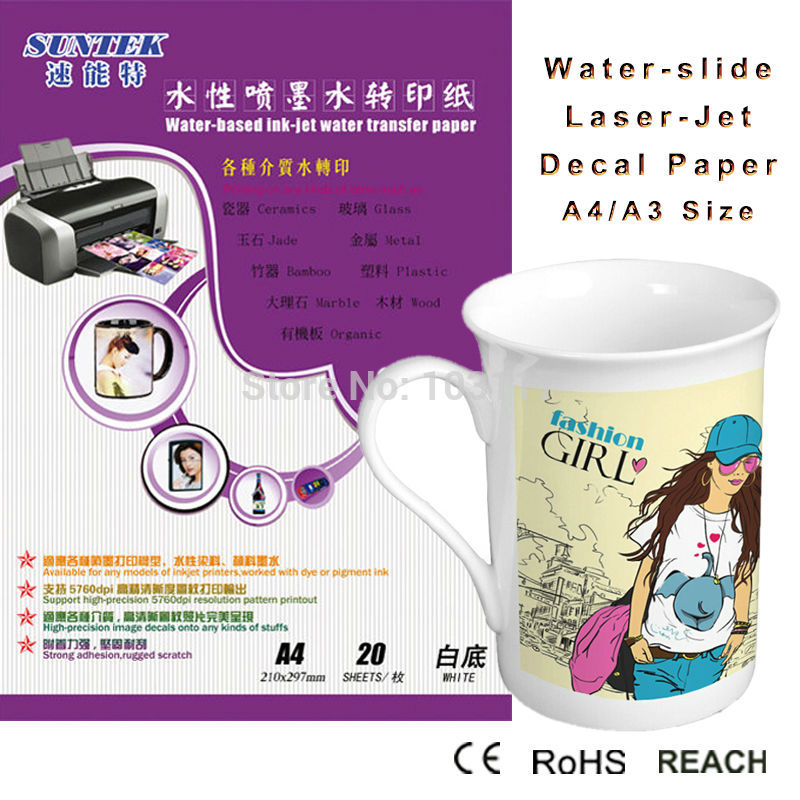 Size A4/A3 Water Slide Decal Paper A4 INKJET Waterslide Transfer Paper White