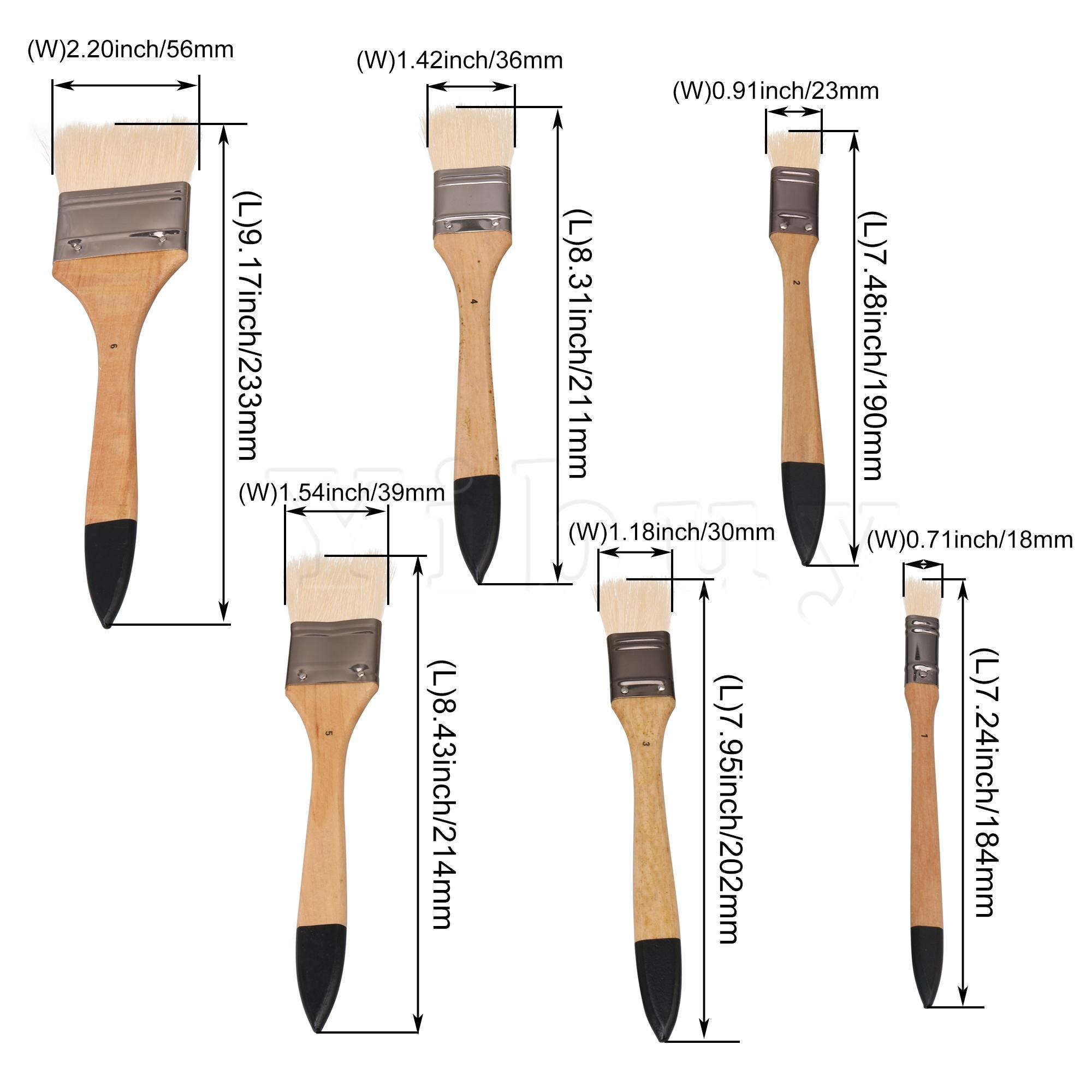 6 x Wool Material Wooden Brush Paint Brush Tools for Artist Drawing