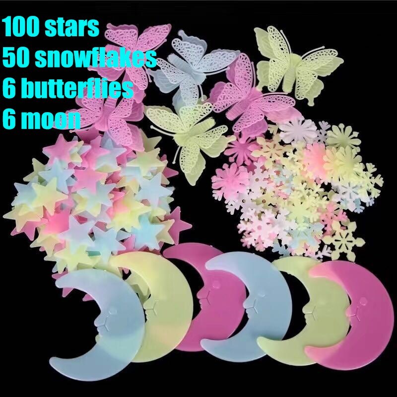 Discount starry sky wallpaper decals glow in the dark stickers kids bedroom decoration colored stars luminous fluorescent: C
