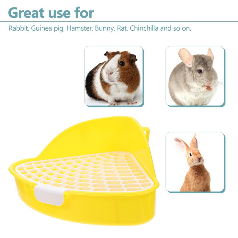 1 bac à litière en forme de Triangle pour animaux de compagnie, petit format, pour lapin, Chinchilla, cochon d&#39;inde