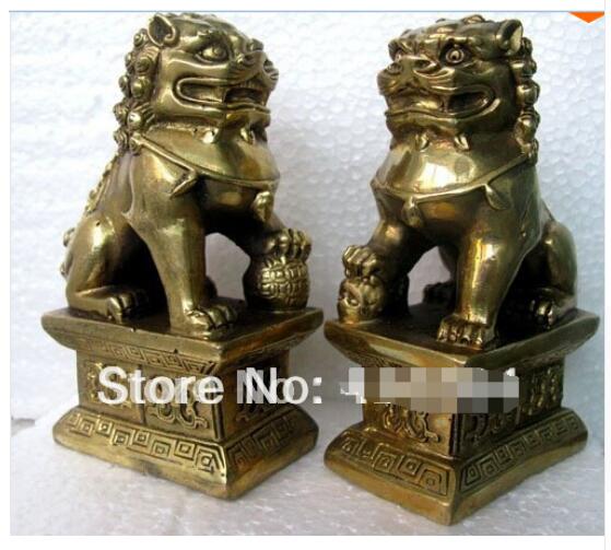 Shun kiinalainen foo koira leijona fu pronssi patsas pari hahmoja feng shui kohteita itämainen sz :11 x 6 x 8.3cm