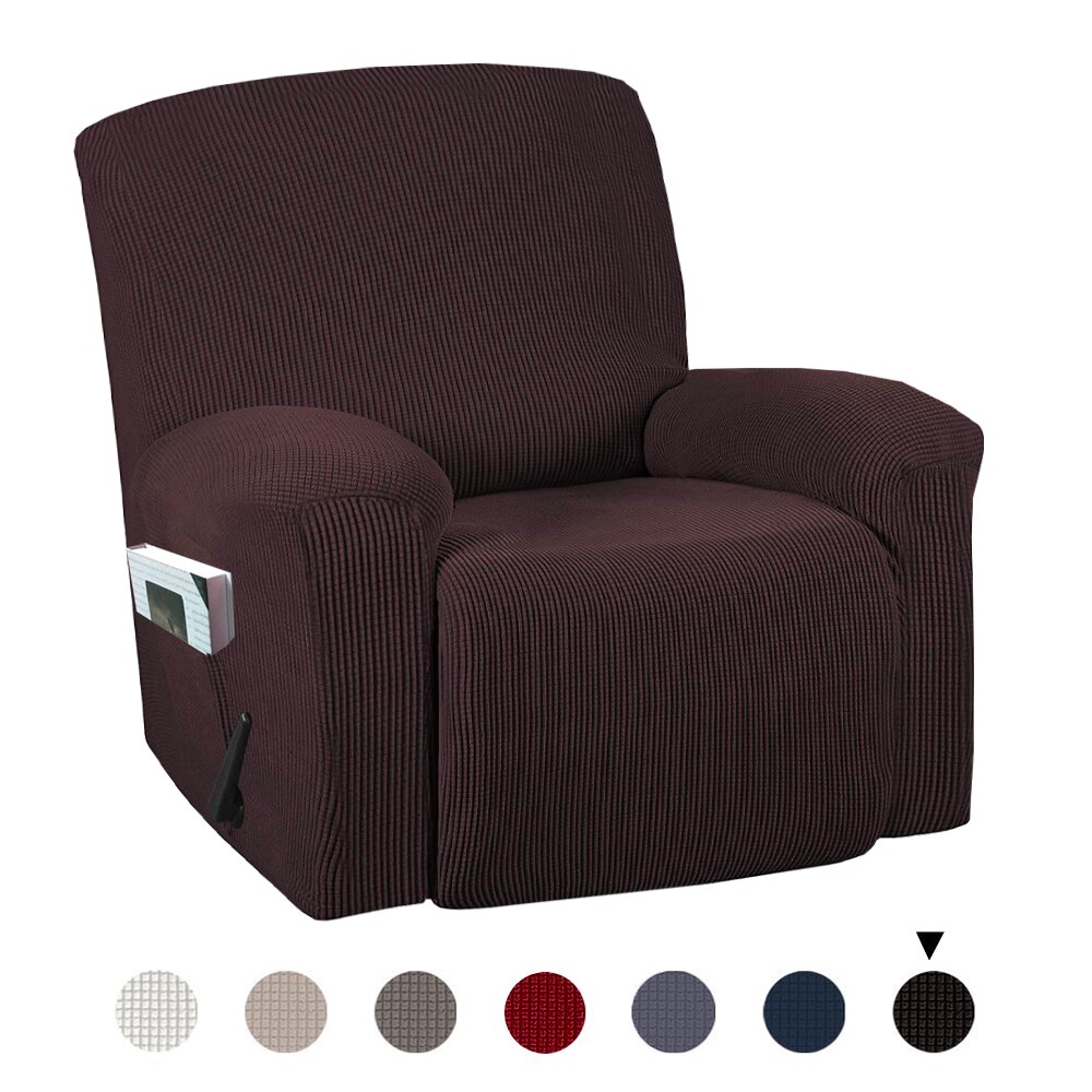 1- -delads stretch fåtölj slitstarka mjuka högstretch jacquard soffa möbelöverdrag form passform stretch snygg fåtölj: Brun