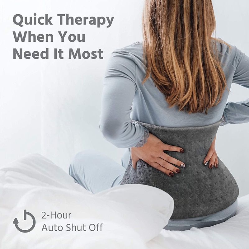 Ekstra stor elektrisk varmepude til smerter i ryg og kramper 12 x 24 tommer -soft varme til fugtig og tør behandling