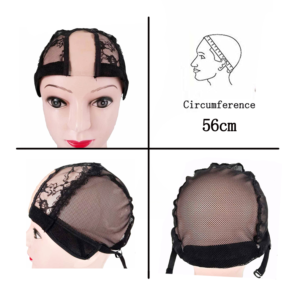 Rose Lace Wig Cap for Making Wigs 56cm With Adjustable Straps Stretch Weaving Cap 1pcs/lot Black Dome Cap Hair Nets: 003