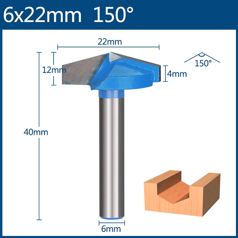 Fresa de 6mm, broca en V, broca enrutadora de MDF de madera maciza 3D, fresas de 60 90 120 150 grados: 8,5 mm