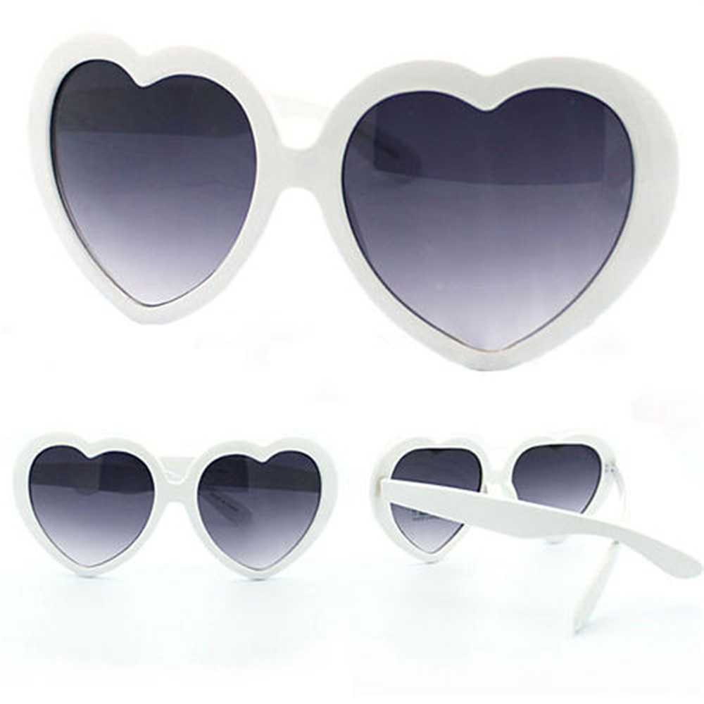 Sjove hjerteformede solbriller kvinder sommer retro kærlighed hjerteform solbriller damer shopping solbriller driverbriller: Hvid