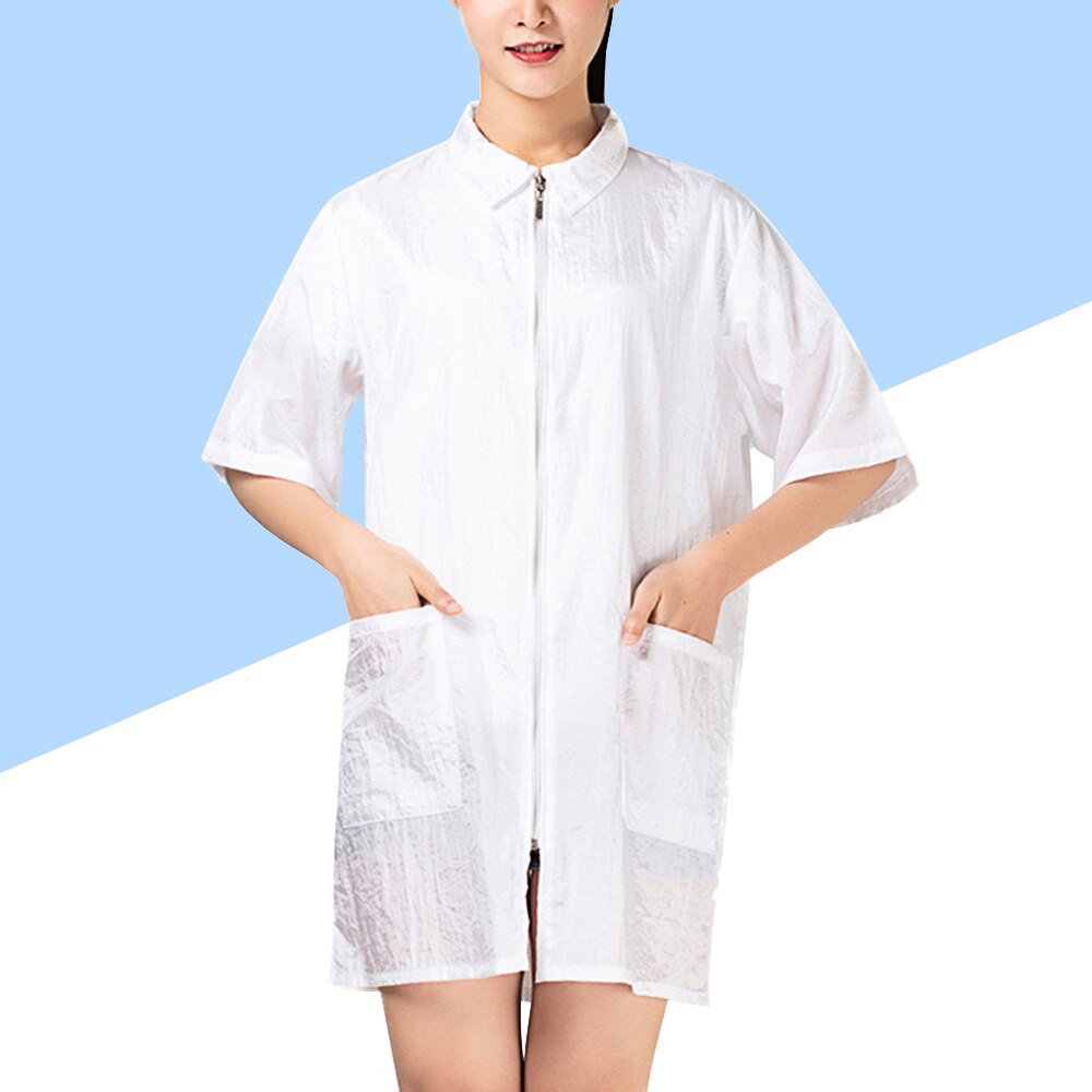 Waterproof Hairdresser Uniform Beauty Technician Overalls Salon Suit Hair Dyeing Clothes (White Size M)