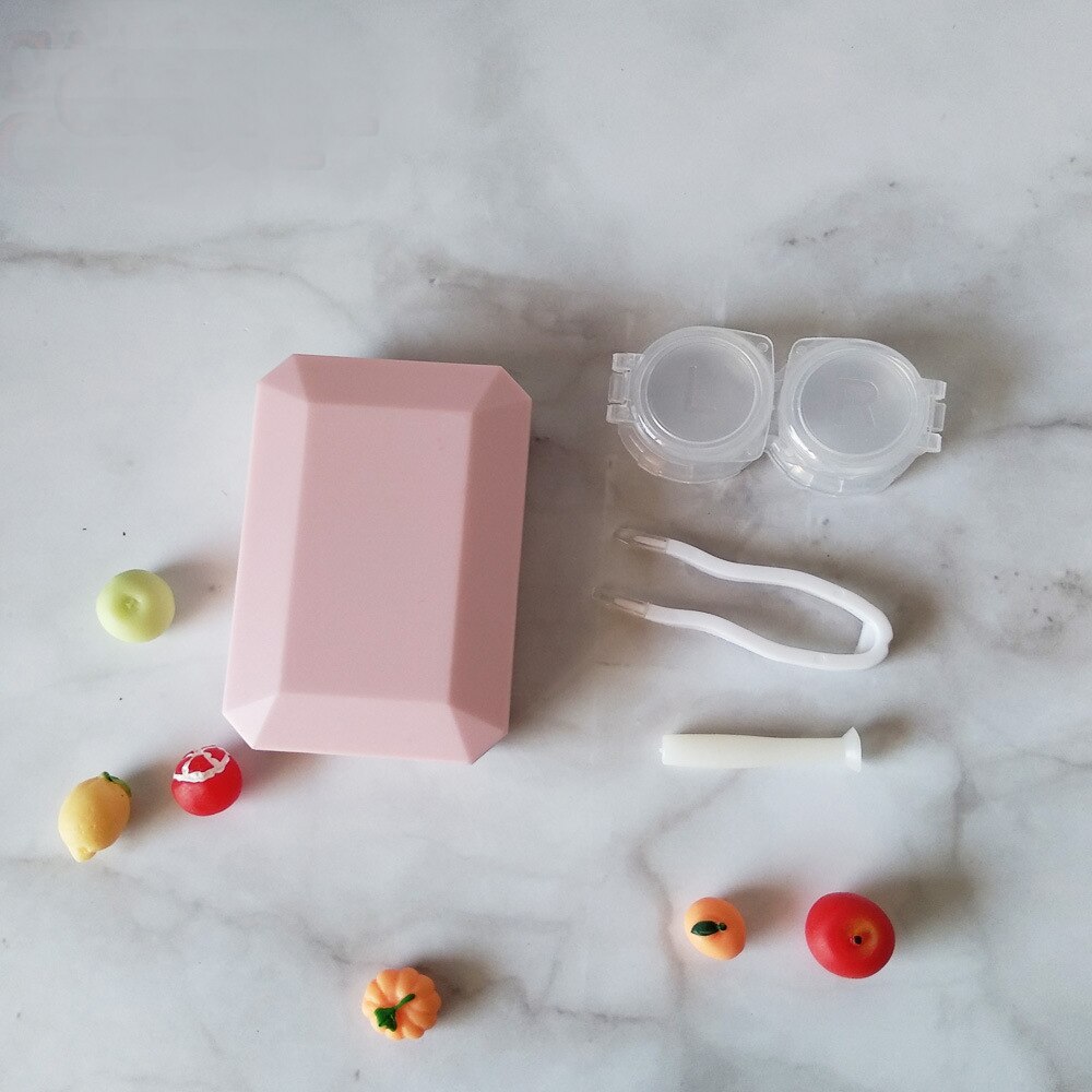 Stałe kolorowe soczewki kontaktowe śliczne mini soczewki kontaktowe zestaw robić pielęgnacji soczewki pojemnik soczewki skrzynka dla kobiet mężczyzn: Różowy
