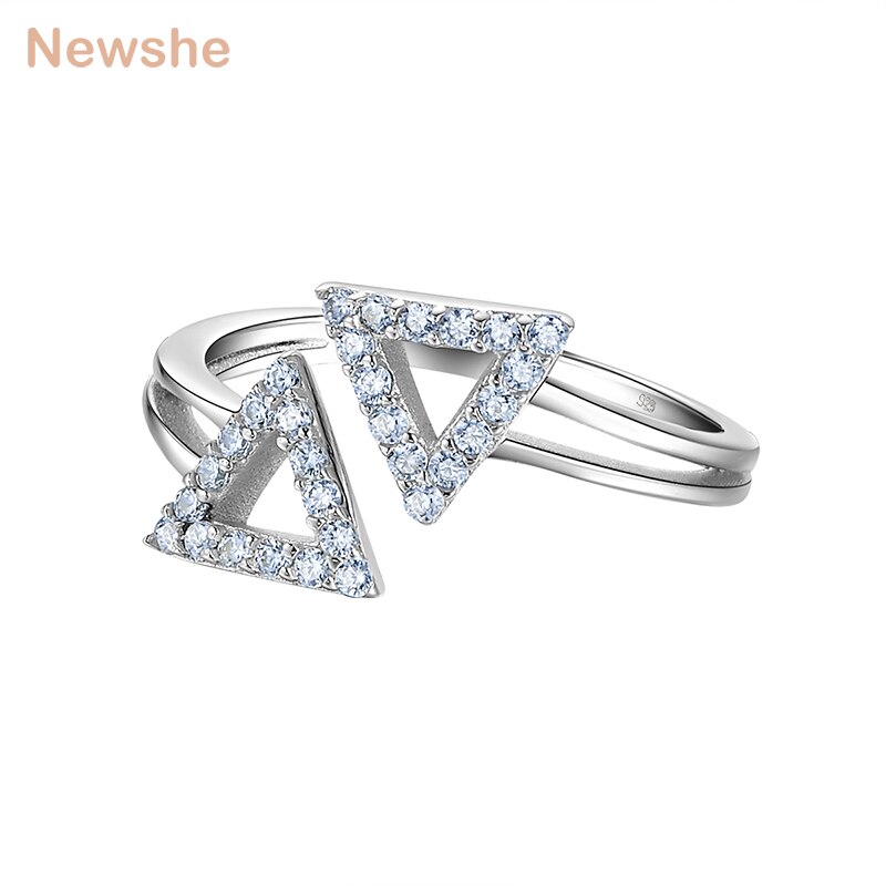 Newshe 925 Sterling Silver Unique Wedding Ring Engagement Band For Women 0.45 Ct AAA CZ Classic Jewelry NR5016