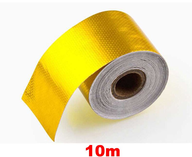 Universal Automobile Exhaust Pipe Car Insulating Tape Aluminum Auto Foil Decorate Insulation Adhesive Tape Heat Shield Tape: 10m Gold