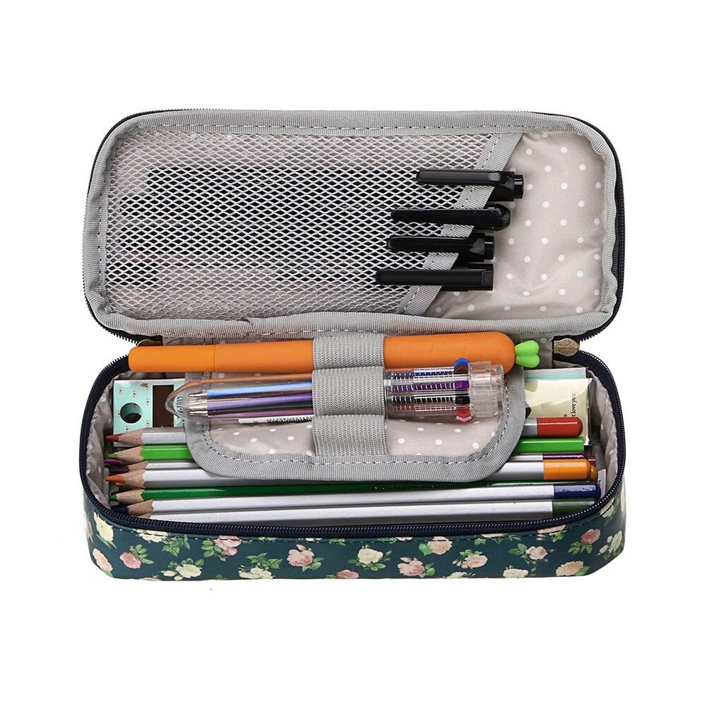 Nette Bleistift fallen Große Kapazität Blumen- Bleistift Schreibwaren Veranstalter Multifunktions Kosmetik Tasche DQ