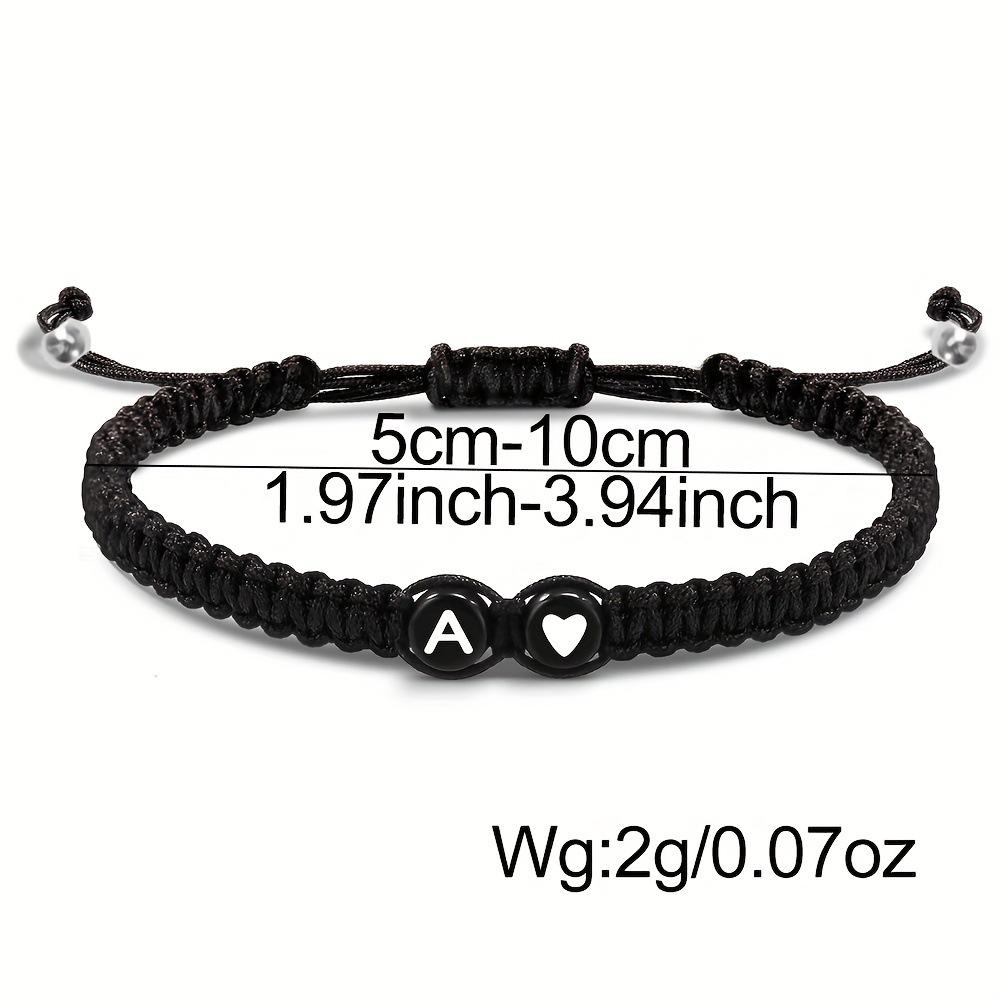 26 Letters Initial Heart Bracelets Handmade Adjustable A-Z Name Braided Bracelets For Women Men Jewelry Accessories