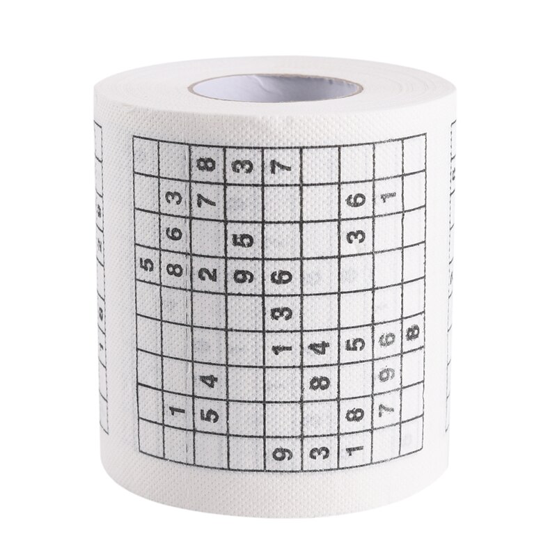 Trasporto libero 1 Rotolo di 2 Plys Numero di Sudoku Stampato WC Bagno Divertente Tessuto Di Carta Igienica Bagno Forniture frastagliare Regalo