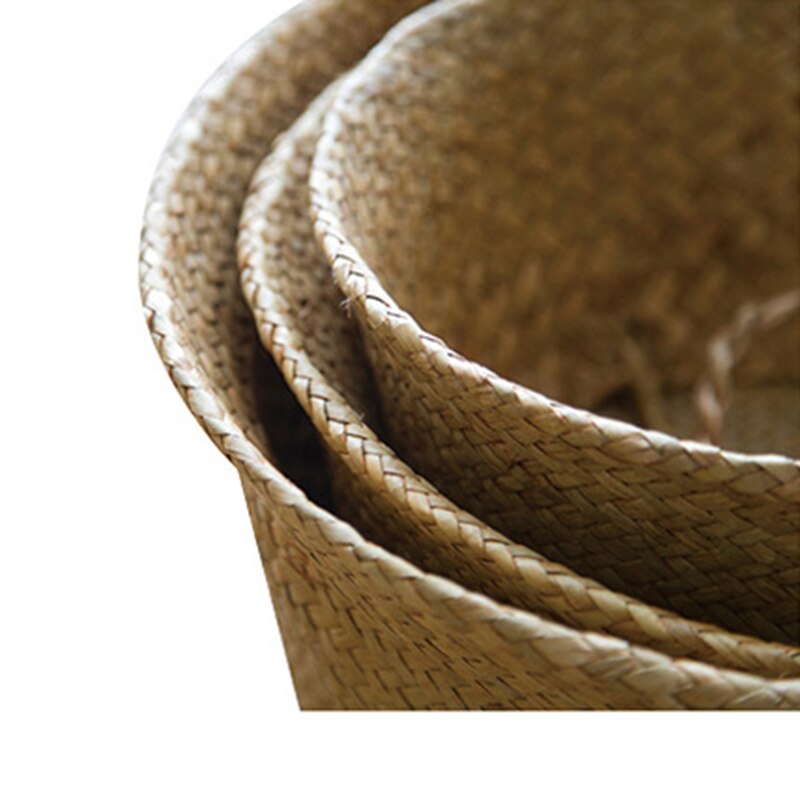 Seagrass Storage Basket Folding Flower Pot Planter plant pot Straw Wicker Basket Rattan Laundry Basket Garden Decorative