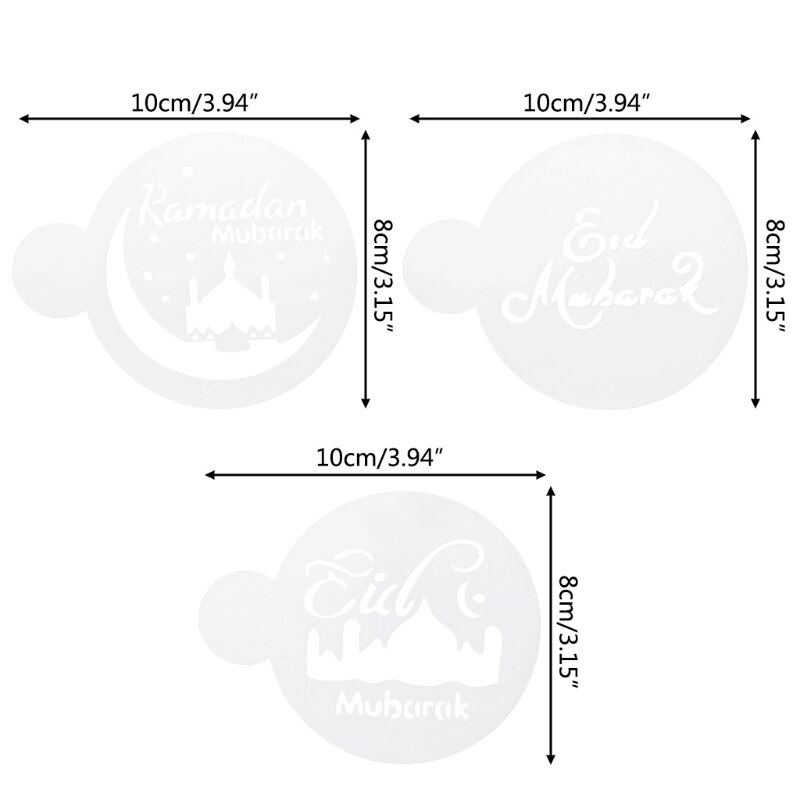 3 stk kjæledyr moske eid mubarak ramadan kaffe sjablonger kake dekorasjonsverktøy