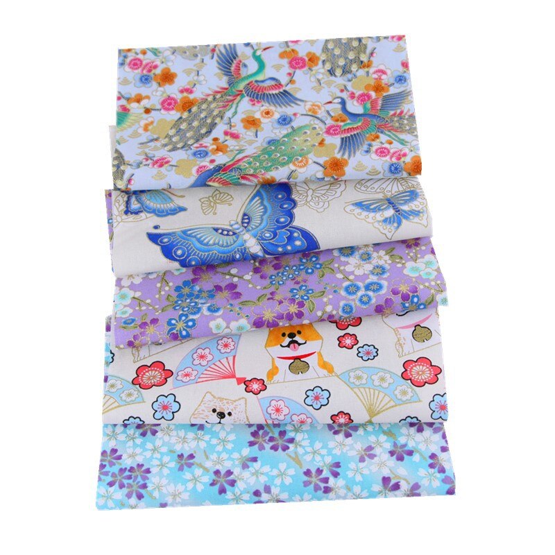 Japanischen Gedruckt Baumwolle Patchwork Tuch einstellen Bronzing NäHenne Quilten Stoffe Blumen- DIY Handgemachte Gesicht Maske Zubehör 20x25cm
