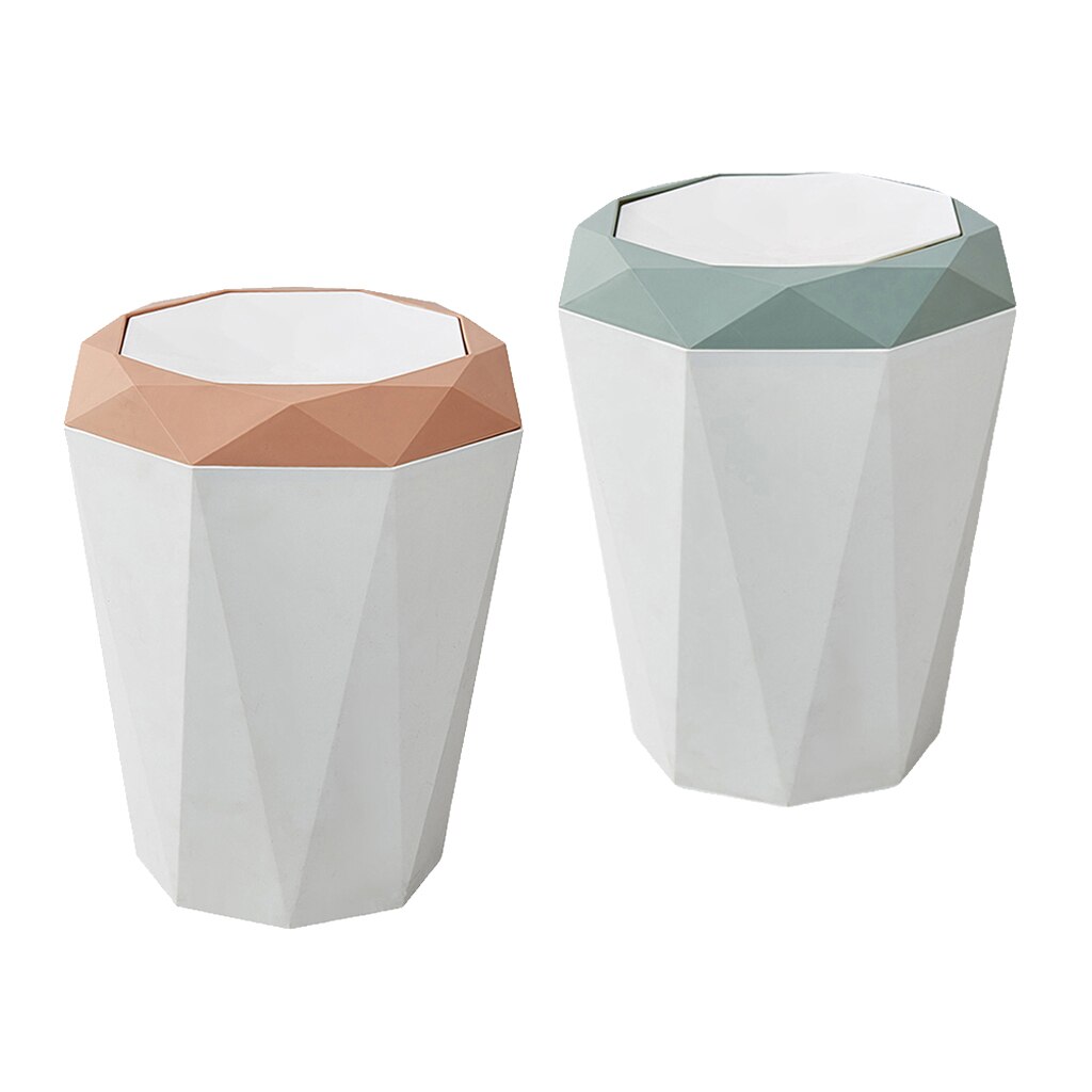 2 Pack Modern Home Waste Rubbish Garbage Bin Trash Can Dustbin Indoor Hotel