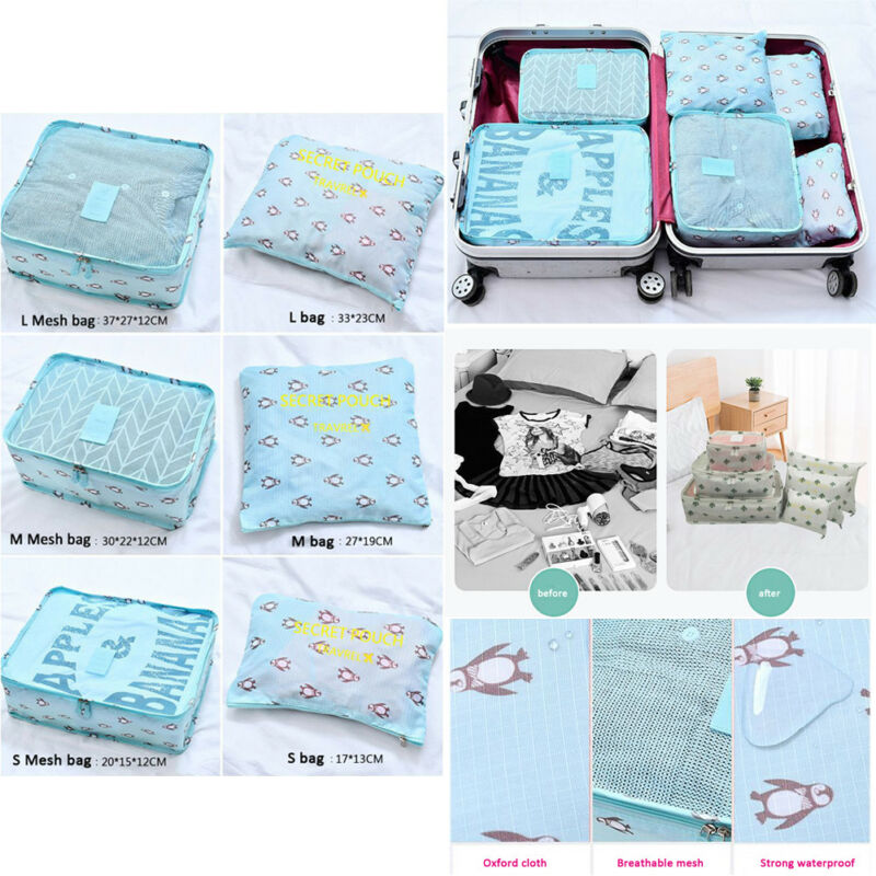 6 Stuks Draagbare Reizen Opbergtas Kleding Verpakking Cube Bagage Organizer Set