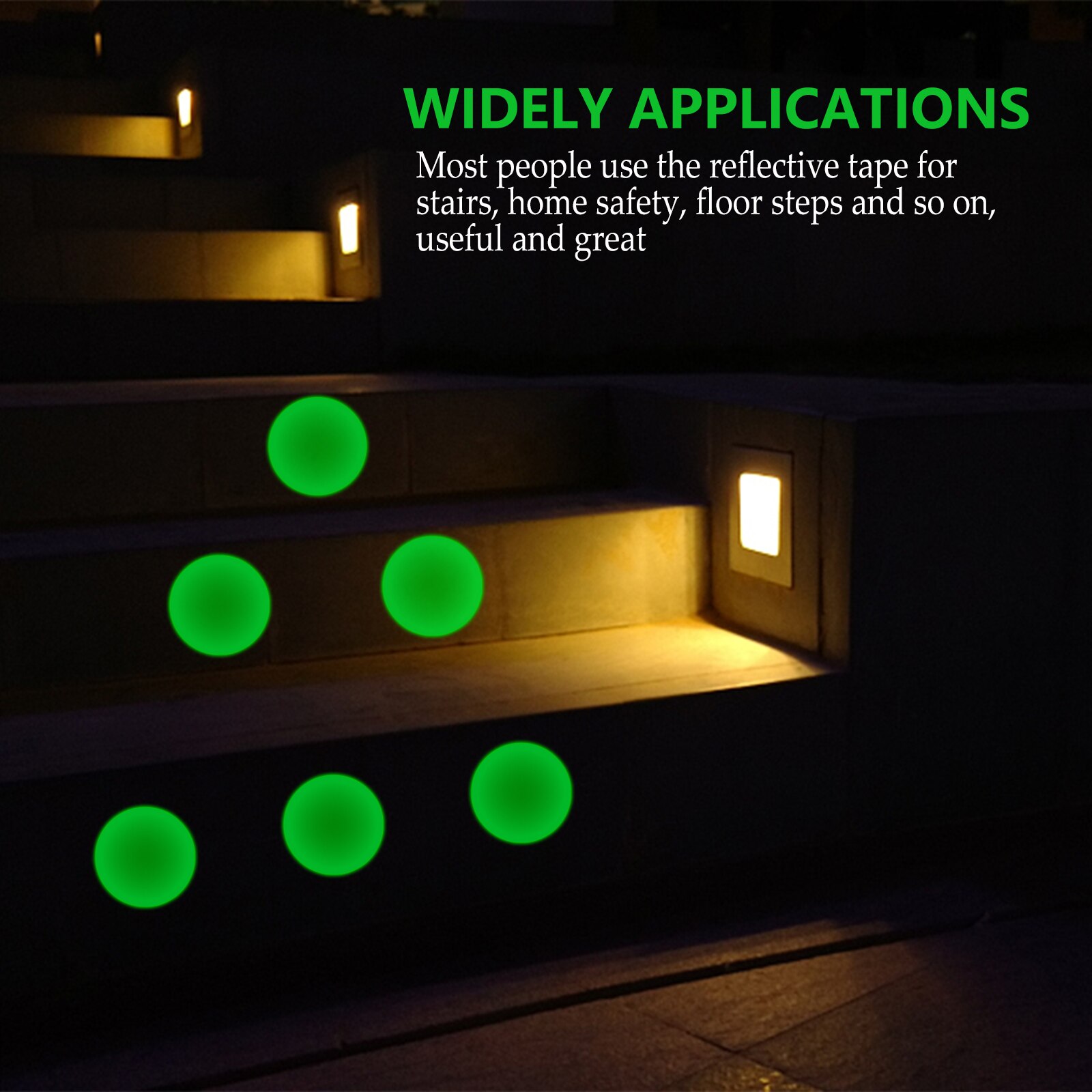 Bande réfléchissante pour escaliers, 20 feuilles, bande lumineuse antidérapante, ruban Fluorescent de sécurité
