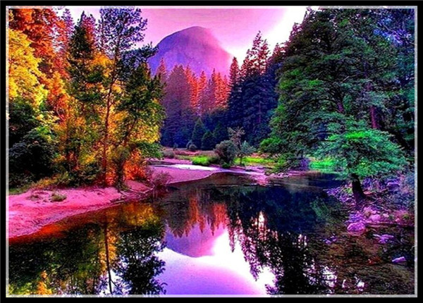 Diamond Embroidery Landscape 5D DIY Cross Stitch Pattern Full Round Diamond Mosaic Set Wall Decoration: White