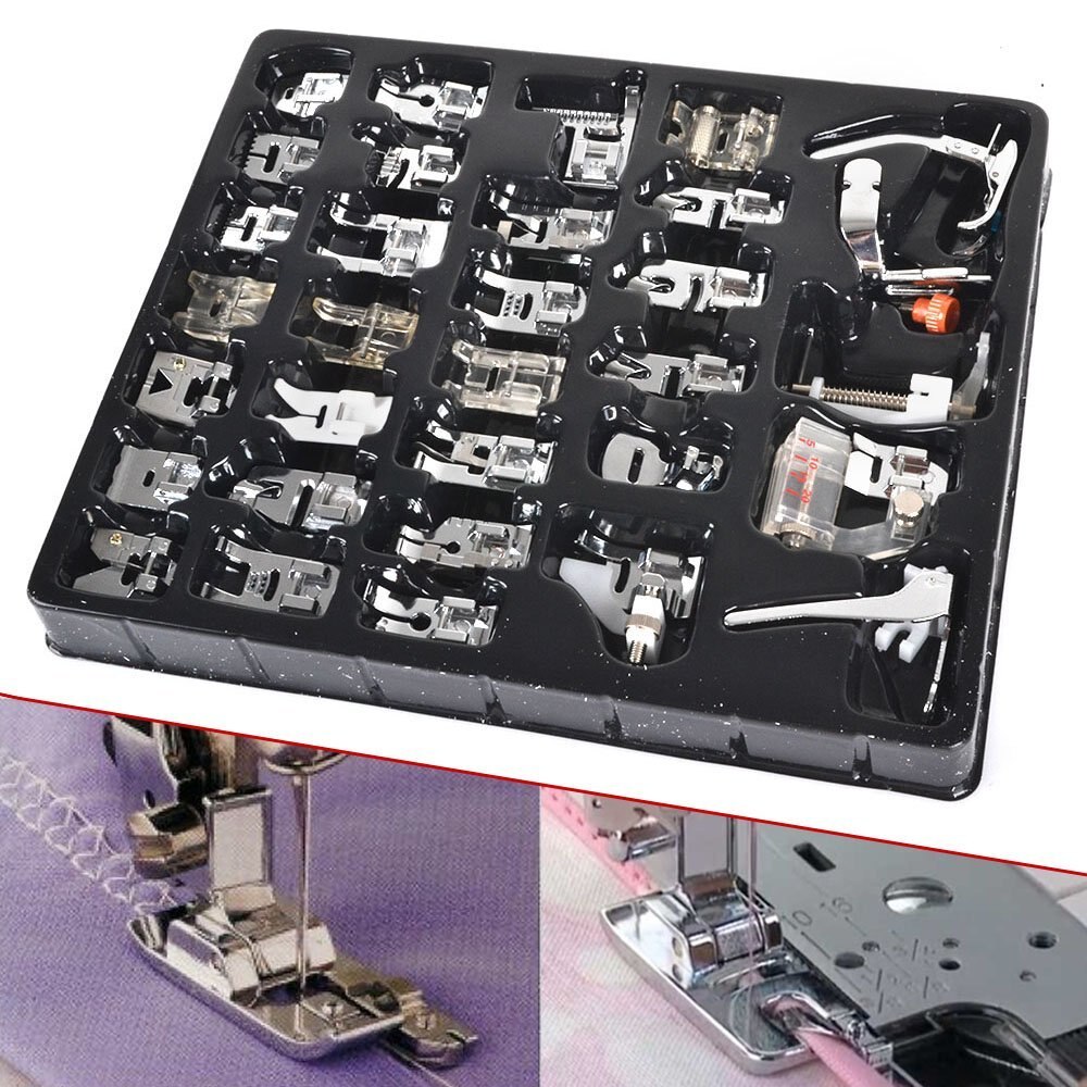 32pcs Sewing Machine Presser Foot Feet Kit Set With Box for Brother Singer Janom Sewing Machines Foot Tools Accessories