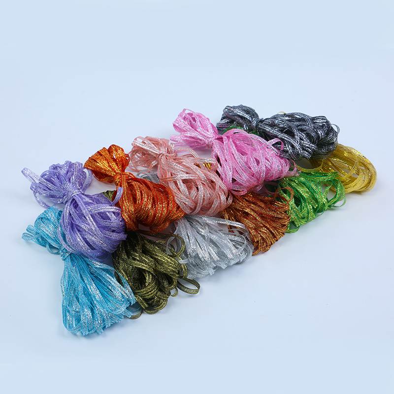 Cinta de raso de seda con purpurina dorada y plateada, 10 metros, 3mm, decoración para , hogar, boda, , Navidad, Halloween, Material DIY