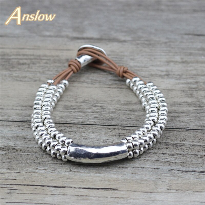 Anslow Gioelleria Raffinata E Alla Moda Le Donne Amico Regalo di Fascino filo in Pelle Fatti A Mano Braccialetto per Le Donne Del Branello Di Natale Madri Regalo basso0813LB