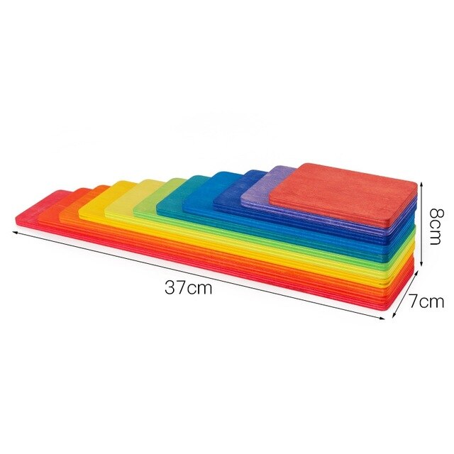 Baby Wooden Rainbow Blocks Toy Buliding Balance Game Stacker Montessori Educational Toys Wooden Gym Play Large Size Rainbow Toys: Splint Rainbow