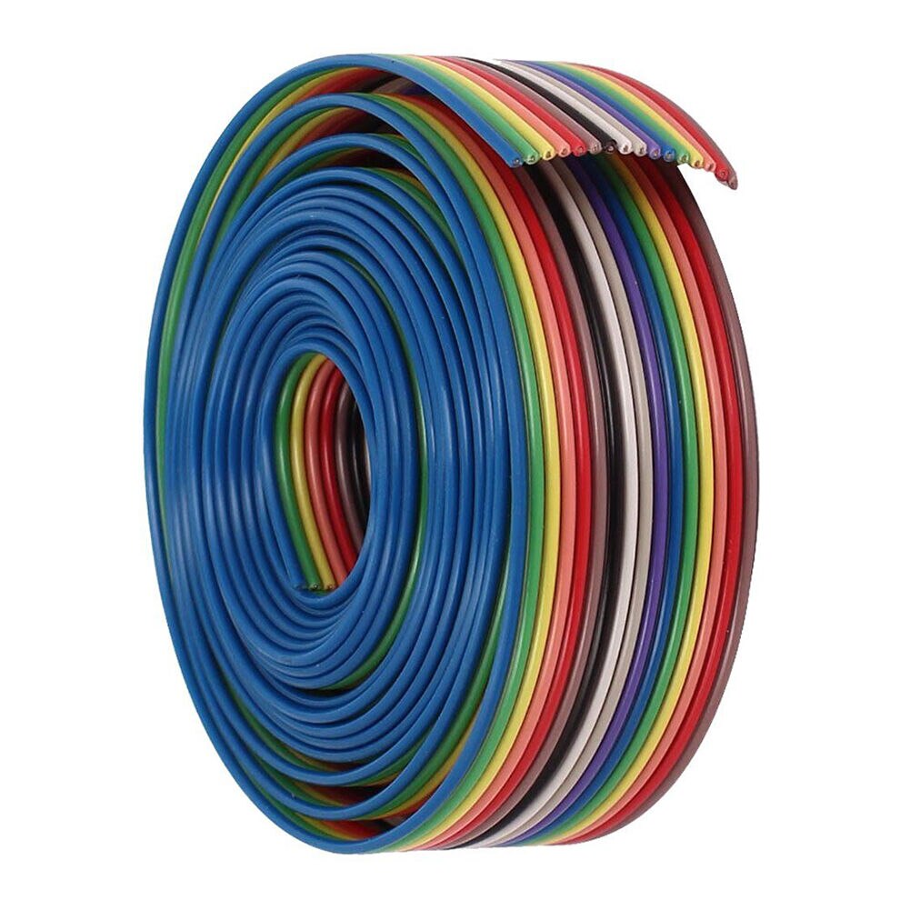 QUARKZMAN Flachbandkabel 9-Pin - 10m Regenbogenkabel Für Elektronik Projekte
