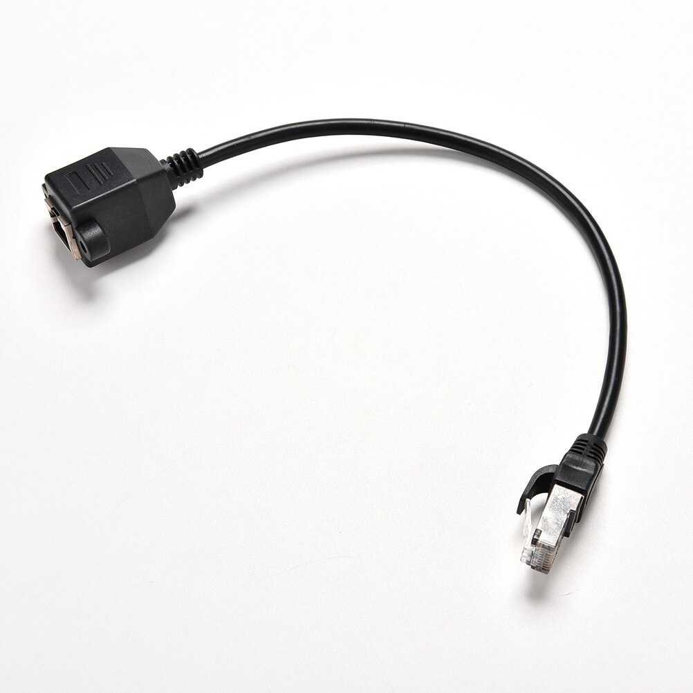 1PCS practical Black Male to Female Screw Panel Mount Ethernet LAN RJ45 Network Extension Cable