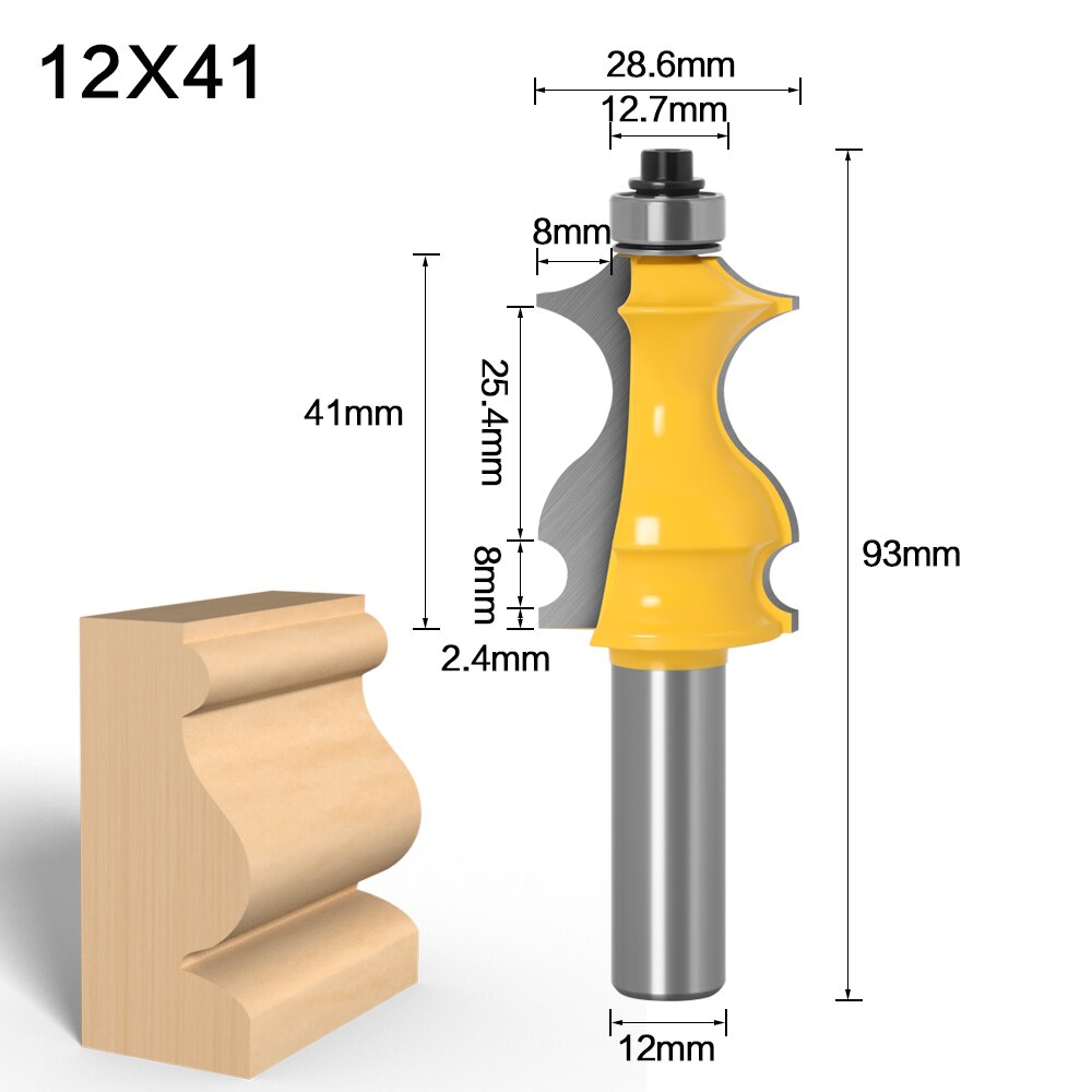 1pc arkitektonisk overfræserbit 1/2 &quot; 12mm skaft linje kniv træbearbejdningsskærer tapskærer til træbearbejdningsværktøj rct 18003: 12mm skaft