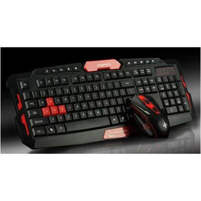 2.4G 1600DPI Wireless Gaming Keyboard Mouse Combo Ergonomics Waterproof Optical For PC Computer Laptop Desktop Gamer HK8100: Black Red