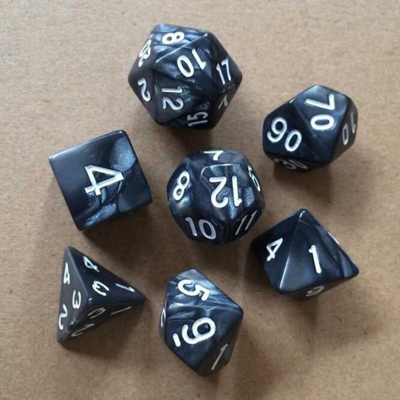 7 teile/satz Spiel Multi Seiten Würfel Spiel Spielen Mischfarbe Polyhedral Würfel TRPG Gamer Würfel Set Brettspiel unterhaltung Würfel: black