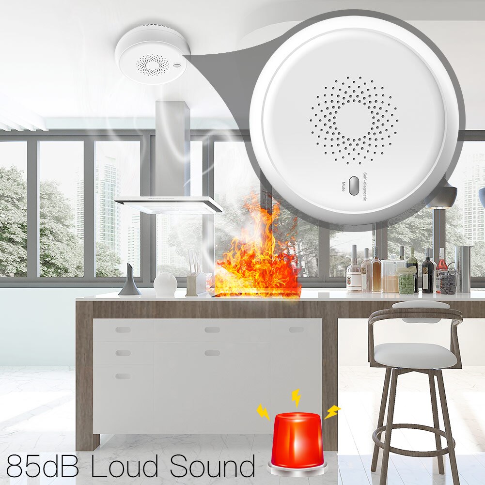 Zigbee Smart Rook Fire Alarm Sensor Detector Home Security Systeem Batterij-Aangedreven Alarm Draadloze Smart Leven Tuya App Controle