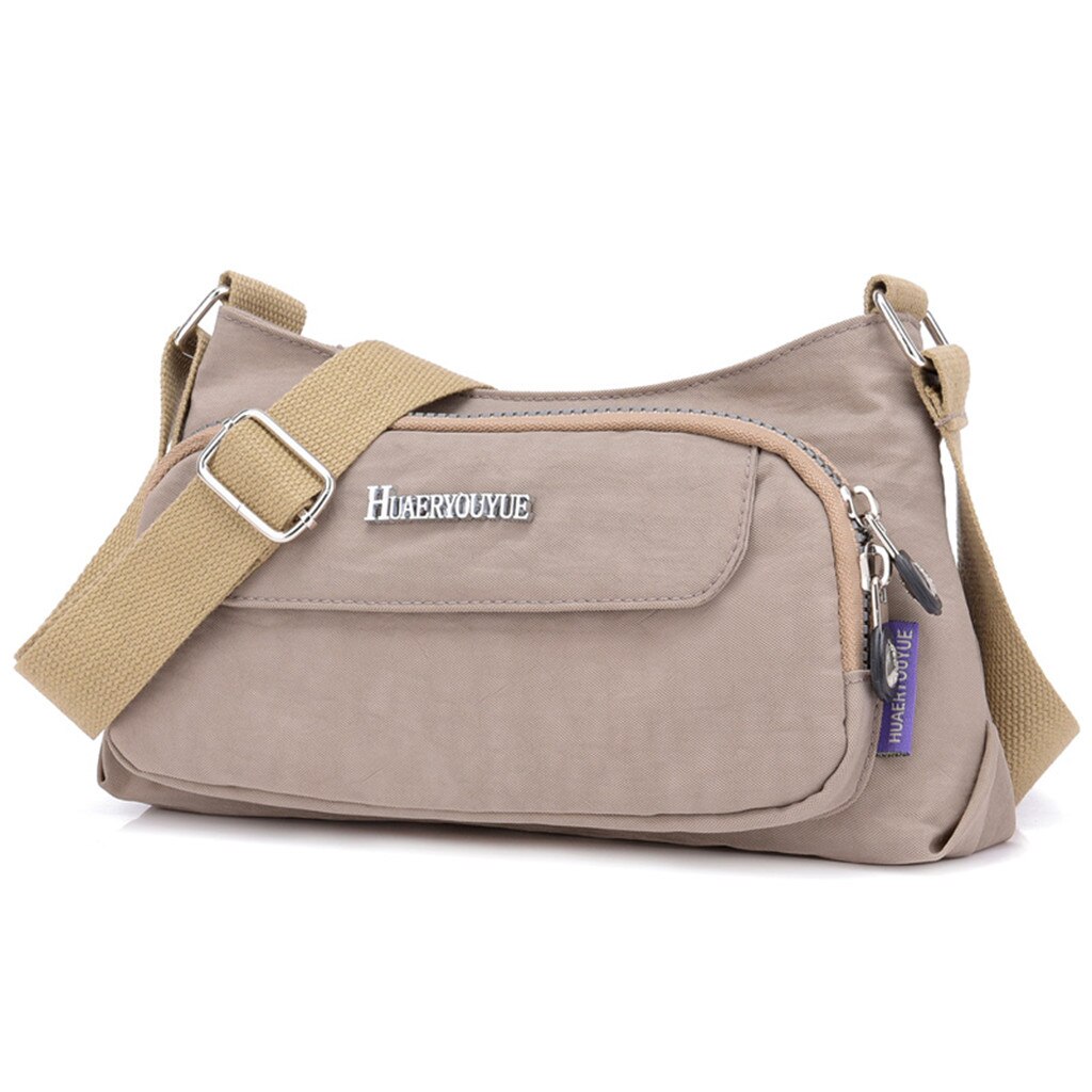 Women Nylon Available Shoulder Bag Waterproof Daily Crossbody Bag Woman Business Handbag Travel Pack Bolsa In stock #YJ: Beige 