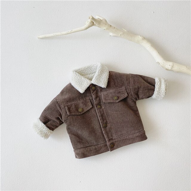 Crianças casaco meninos meninas quente jaqueta de manga longa cor sólida outono casaco de bebê engrossar outerwear casual aby roupas da menina: Marrom / 12M
