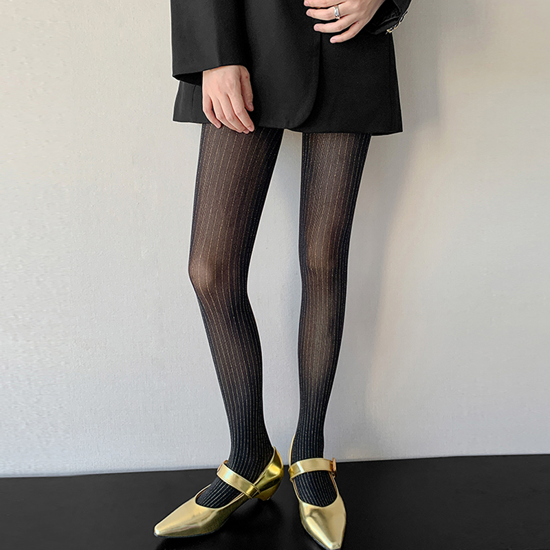 Y2k mädchen gestreifte, glänzende strumpfhosen, herbst/Winter, Basic-strumpfhosen mit hohem bund, sexy strumpfhosen