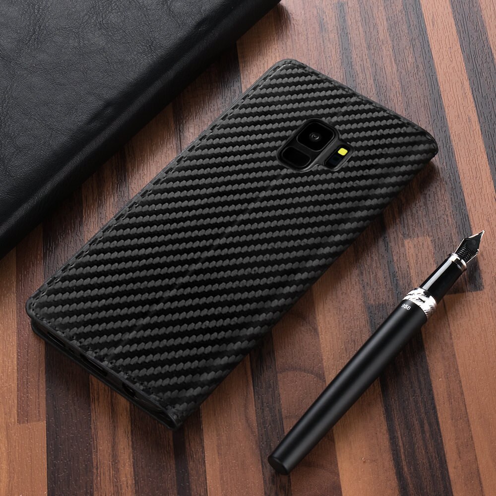 Classy Magnetische Flip Brieftasche Fall Für Samsung Galaxy S20 Ultra S5 NEO S6 S7 rand Carbon Faser Leder Abdeckung S10 s9 S8 Plus Weichen