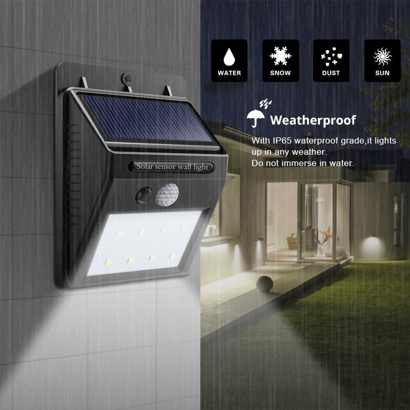 20/100/144 ledet solenergi ledet lys utendørs lampe pir bevegelsessensor vegglamper sconce vanntett solcelledrevet til hage gatelampe
