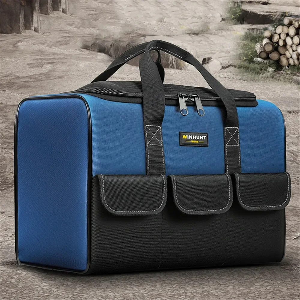 Square Tool Bag with 30% More Capacity Waterproof Multi Pockets Tool Organizer Tool Pouch for Electrician Tools