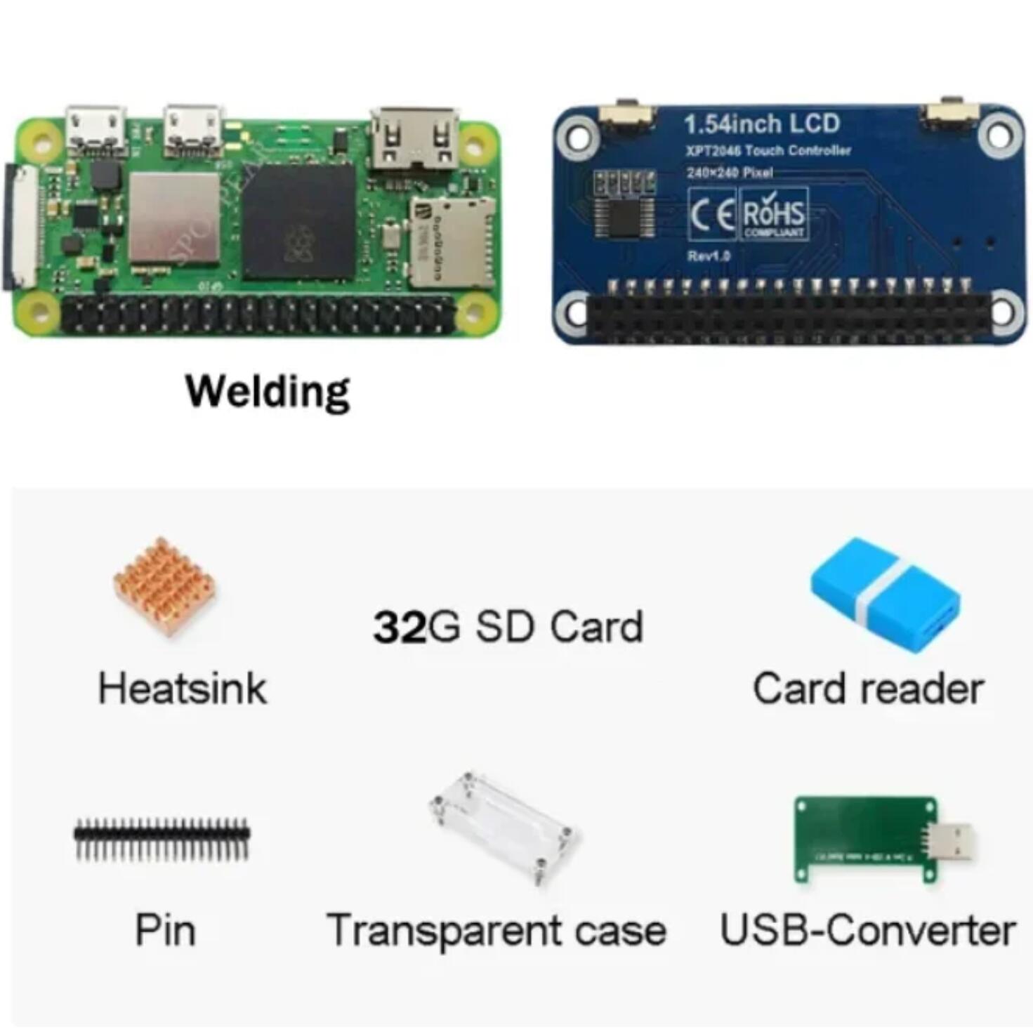 Carte de développement Raspberry Pi Zero 2 W, KIT RPI PI0 2W, dissipateur thermique, boîtier: Paquet 3