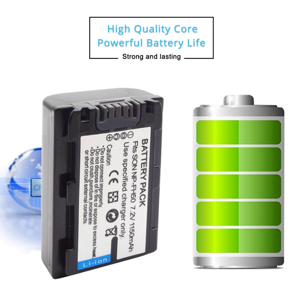 Batería Digital recargable NP-FH50 FH60 FH70 1150mAh para cámara Sony Alpha DSLR-A230 A290 A330 A380 A390 DVD103 DVD105