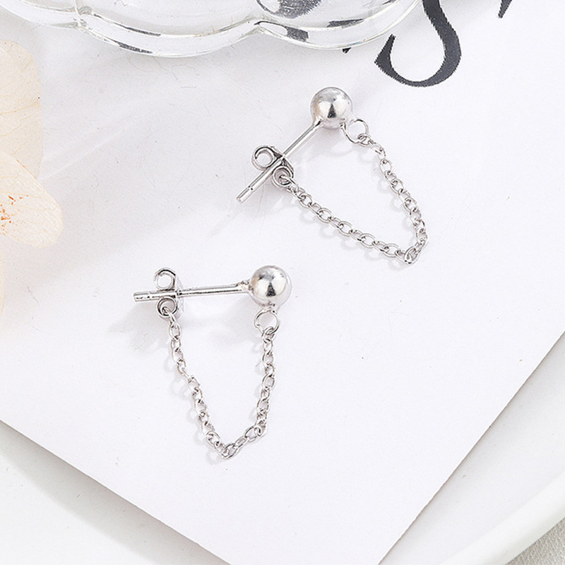 Luxe Kleine Bal Chain Stud Oorbellen Rvs Hiphop Oor Sieraden Hip Hop Rock Vrouwen Mannen Kleine Ballen Oorbel Accessoires