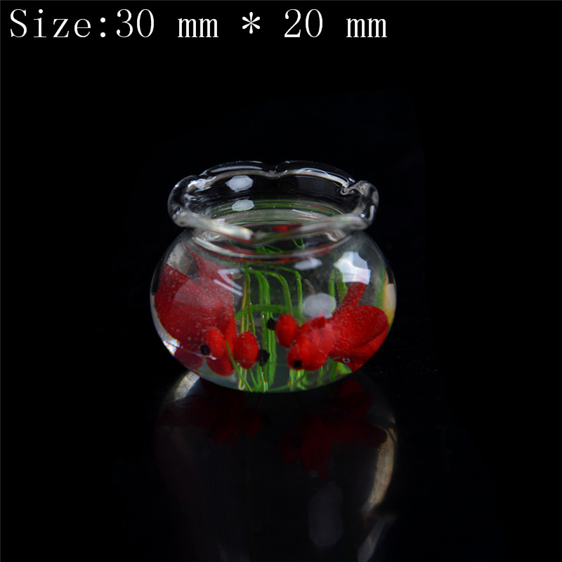 Glass Fish Tank Transparent Aquarium Dollhouse Home Ornaments Kids Toys Doll Toy Pretend Play Toys 1:12 Dollhouse Miniature: 2