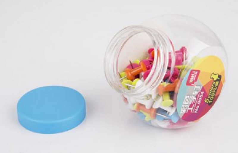 Coloffice 100 pcs box verpakking Pins Plastic Kurk Boord Veiligheid Gekleurde Push Punaise Kantoor & School Accessoires Benodigdheden: Default Title