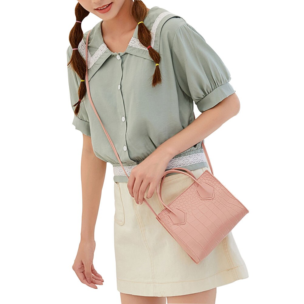 Trendiga kvinnor krokodil mönster crossbody pu handväskor damer solid snygga kosmetiska diverse hållare 6 färger