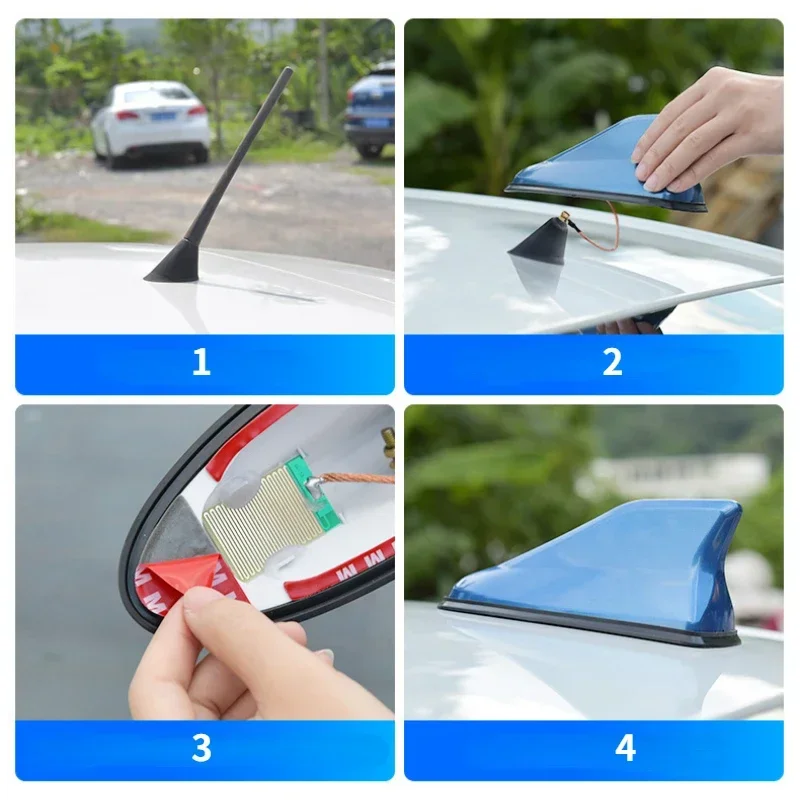 Car Shark Fin Antenna Cover for SUV Truck Universal Carbon Fiber Look Radio Signal Aerials Roof Exterior Accessories Amagi