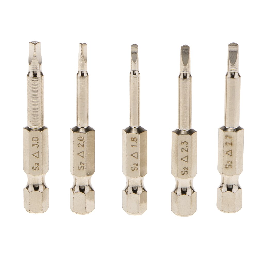 5x Magnetische Driehoek Schroevendraaier Bits Tip Set S2 Staal 1/4 ''Hex Shank