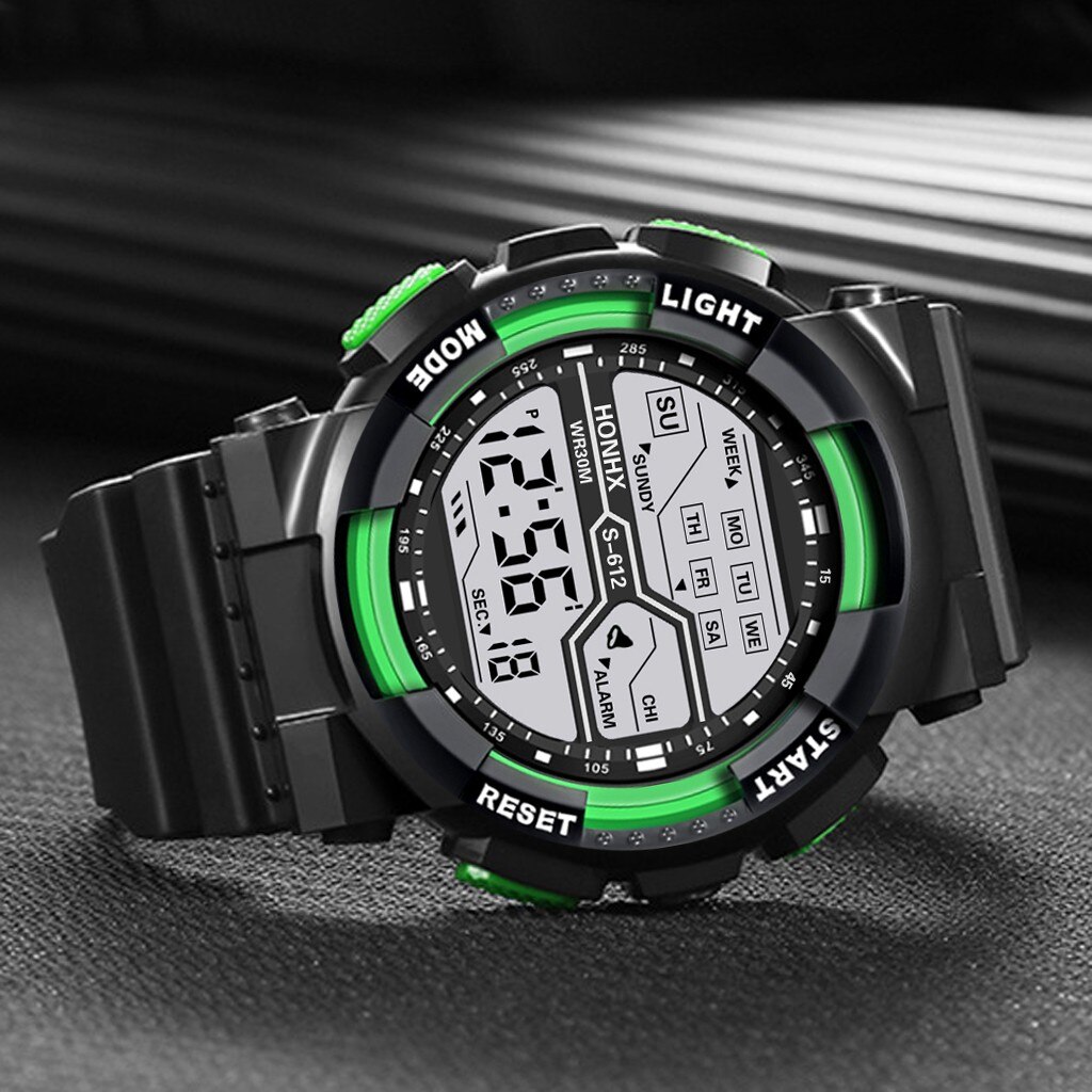 Wasserdicht männer Junge LCD Digital Stoppuhr Datum Gummi Sport Armbanduhr Kühle Licht Männer Sport Uhr hoch-ende Silikon