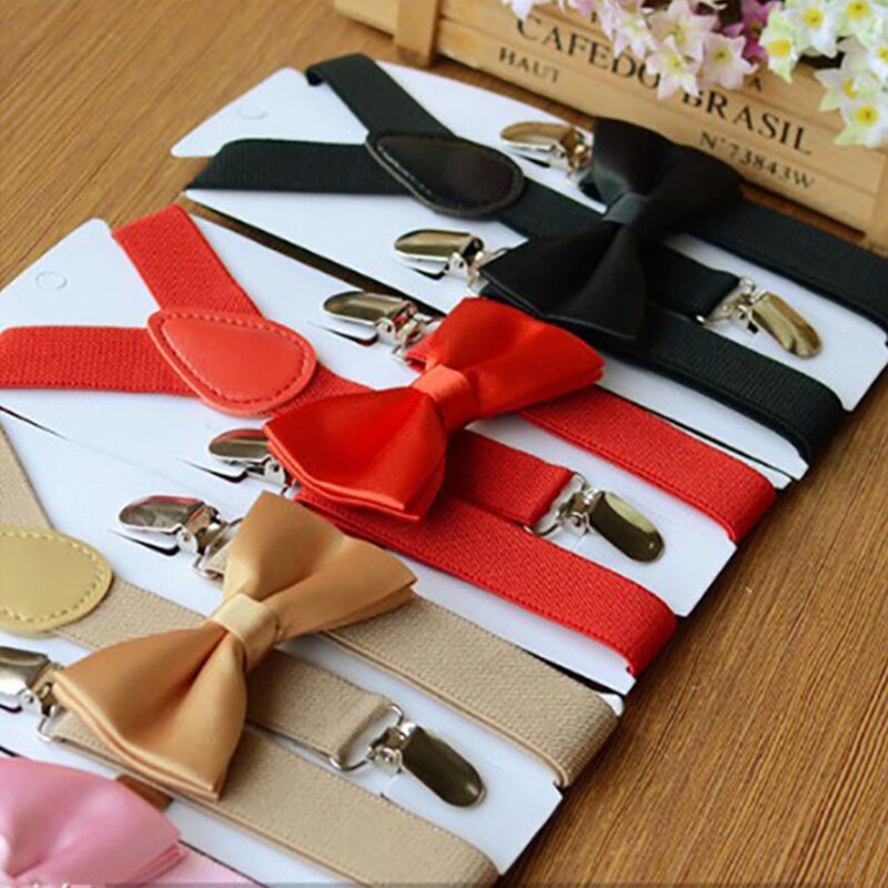 Kids Suspenders With Bowtie Children Bow Tie Set Boys Braces Girls Adjustable Suspenders Baby Wedding Ties Accessories